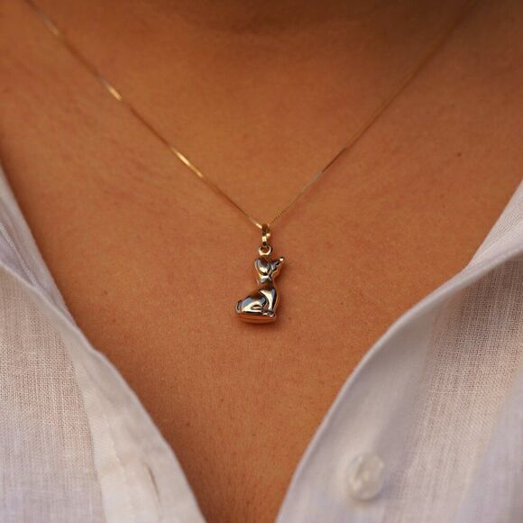 14K Gold Dog Charm Pendant | Elegant Pet Lover Jewelry by Tehrani Jewelry - Picture 3 of 4